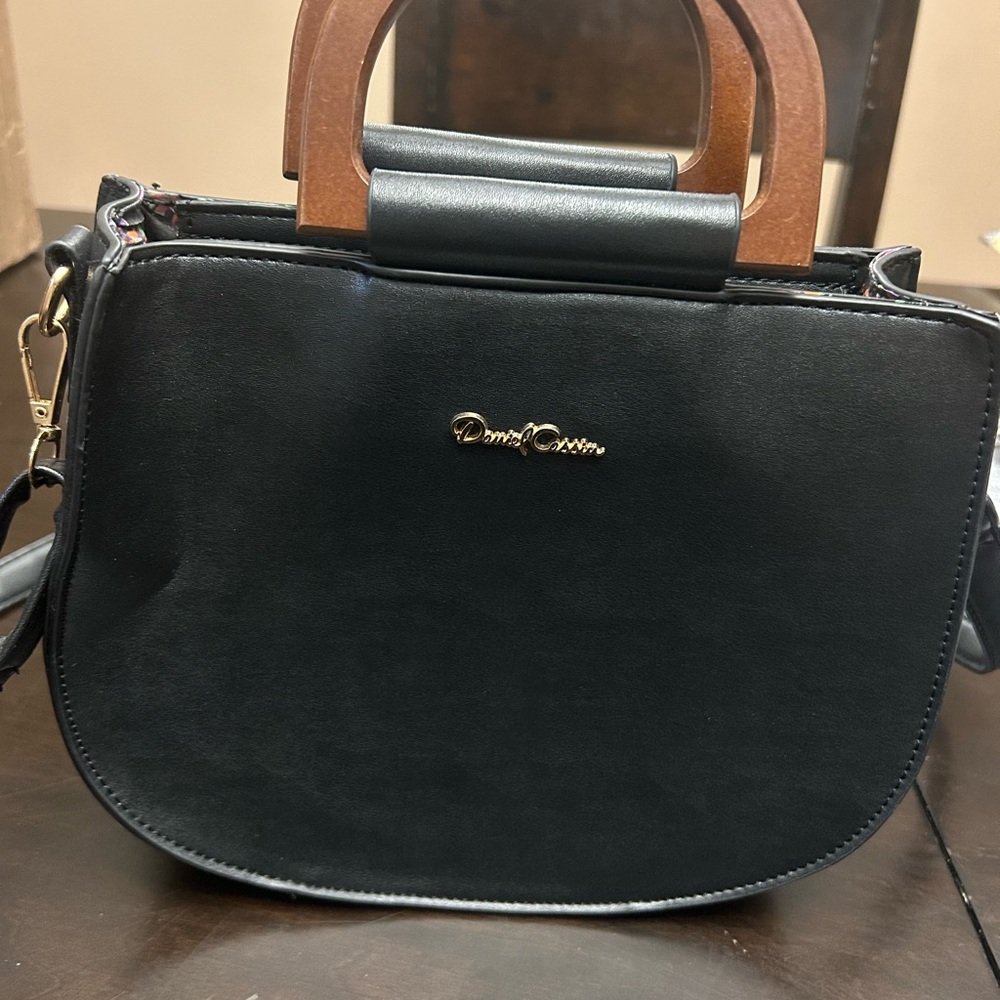 Daniel Cassin Black and Brown Dome Handbag